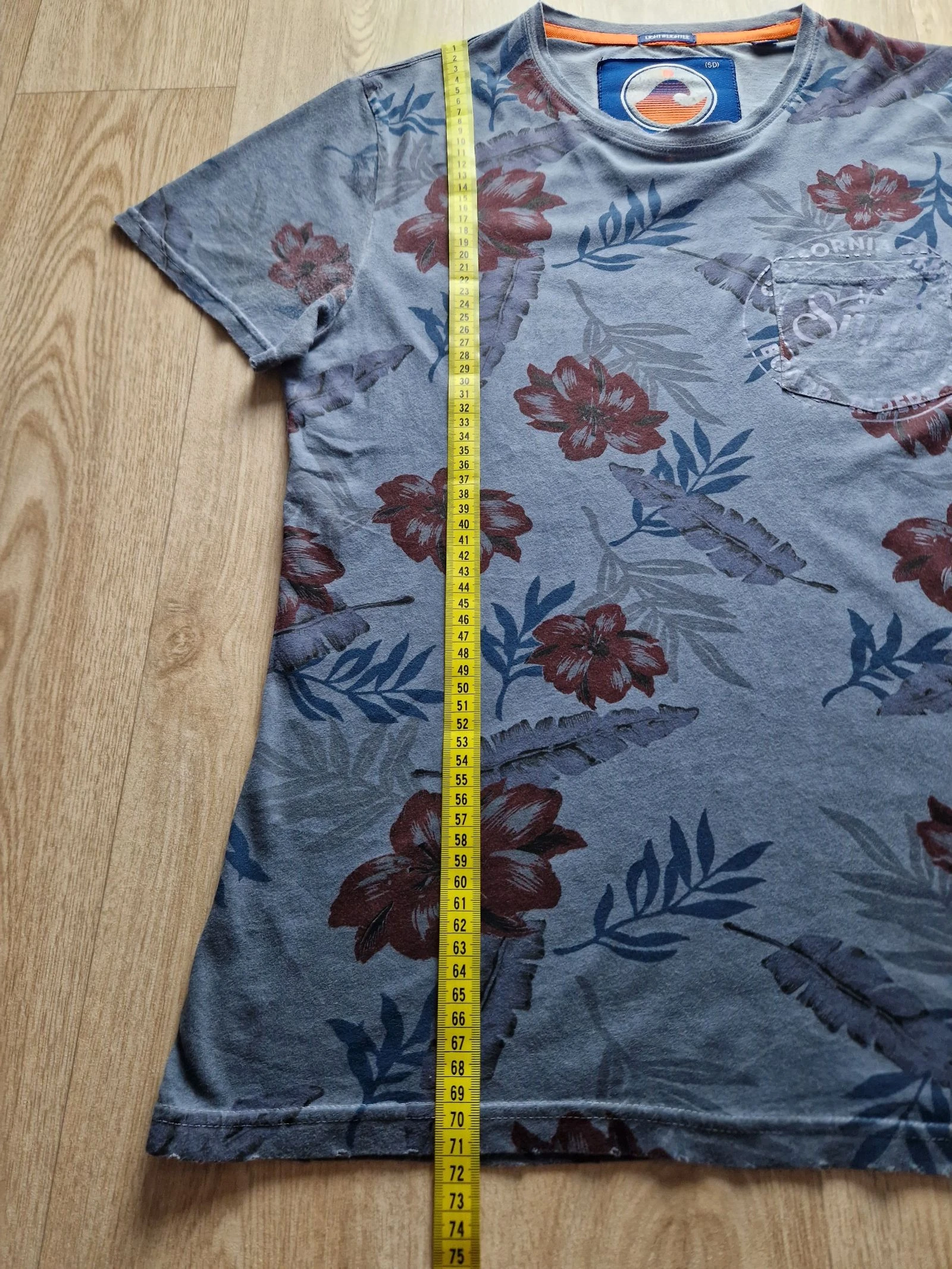T-shirt Superdry homem estampado floral cinza bordô tamanho G – photo 8
